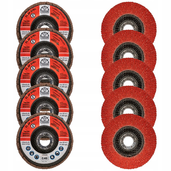 Set discuri slefuire Tediam, 125 mm, GR60, 10 bucati