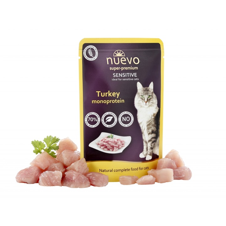 hrana umeda pentru pisici nuevo sensitive curcan plic 85 g imagen 14_1_
6