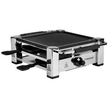 Raclette 'Fashion', 1000 W, 4 tavite antiaderente cu maner termorezistent, reglarea temperaturii fara niveluri, Rommelsbacher, RCC1000 Raclette 'Fashion', 1000 W, 4 tavite antiaderente cu maner termorezistent, reglarea temperaturii fara niveluri, Rommelsbacher, RCC1000