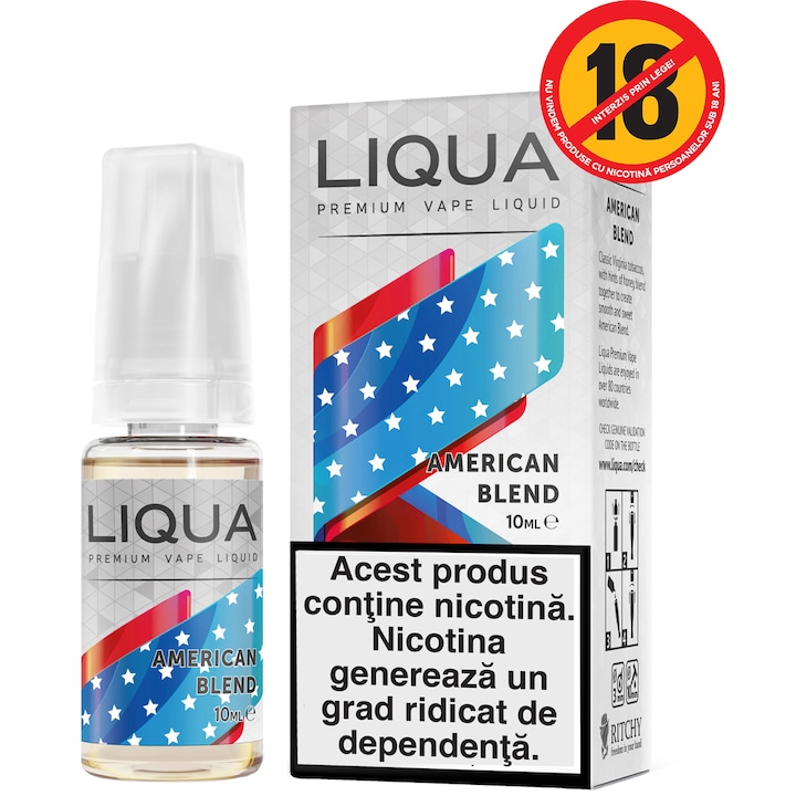 Lichid pentru Tigara Electronica Liqua Elements, 10ml, American Blend, 6 mg/ml.