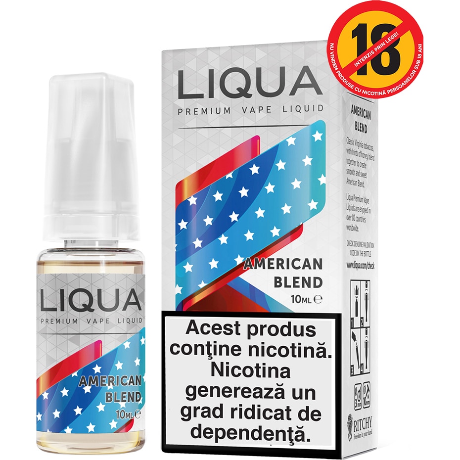 Lichid pentru Tigara Electronica Liqua Elements, 10ml, American Blend, 18 mg/ml.