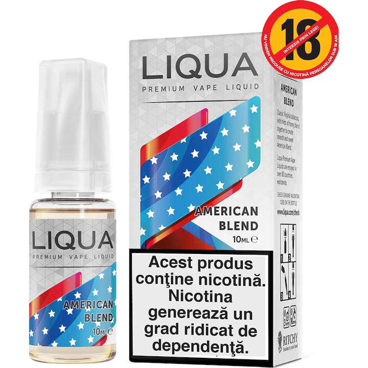 Lichid pentru Tigara Electronica Liqua Elements, 10ml, American Blend, 18 mg/ml.