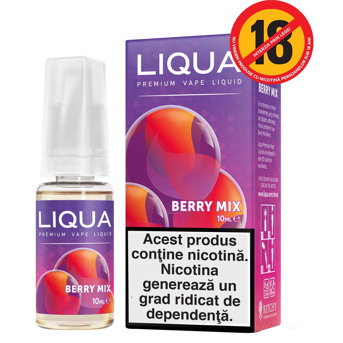 Lichid pentru Tigara Electronica Liqua Elements, 10ml, Berry Mix, 6 mg/ml.