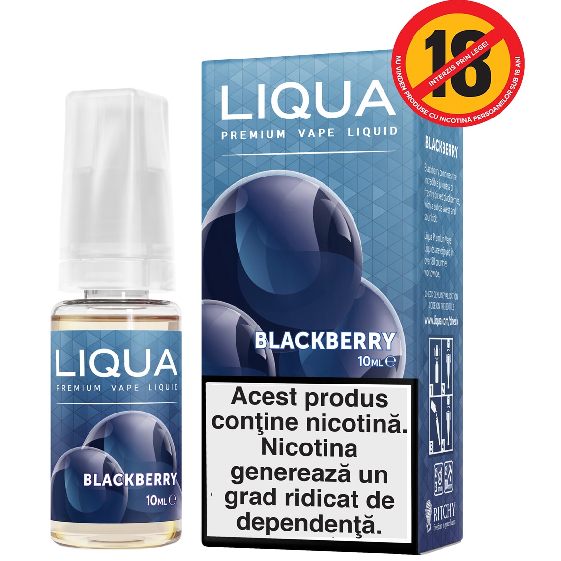 Lichid pentru Tigara Electronica Liqua Elements, 10ml, Blackberry, 12 mg/ml.