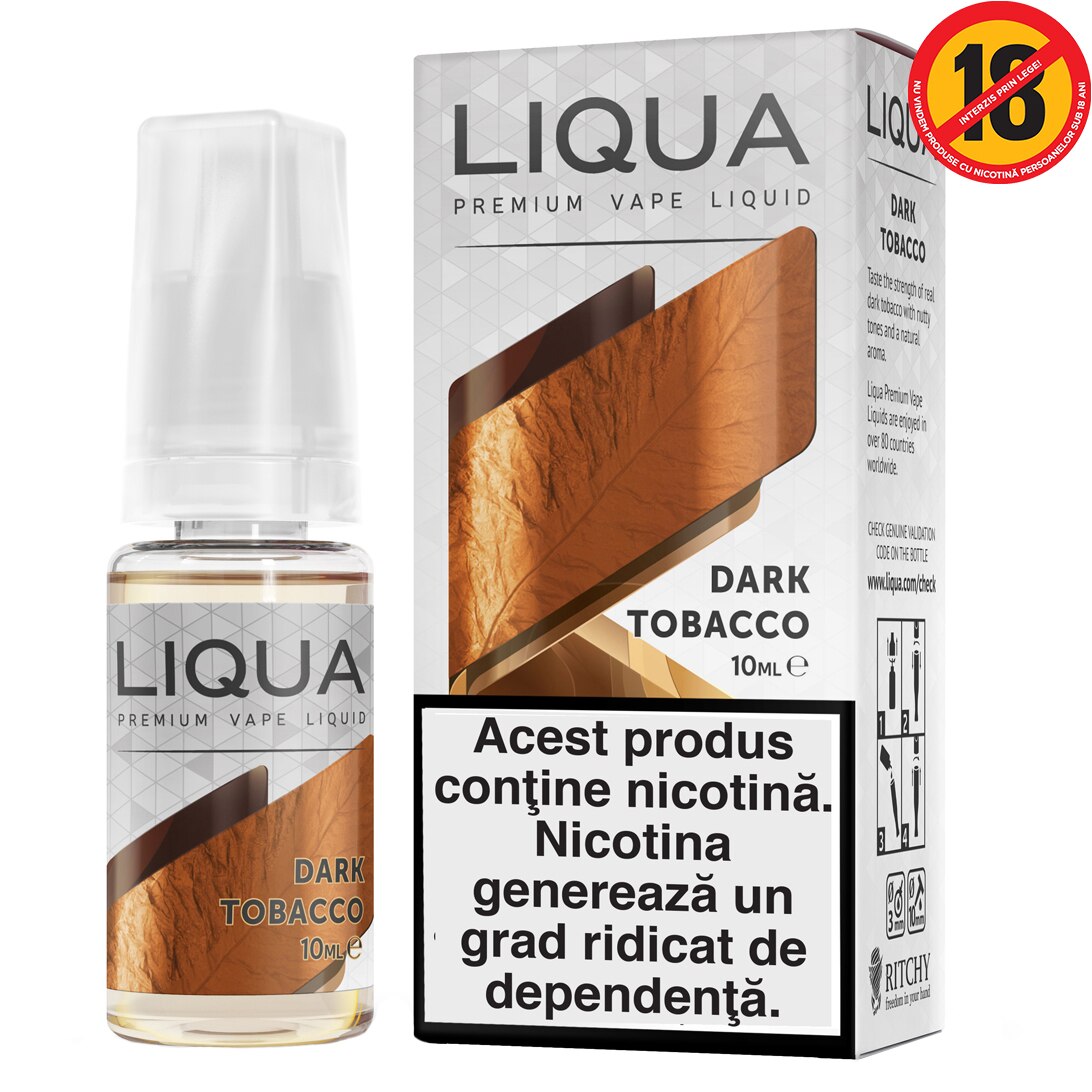 Lichid pentru Tigara Electronica Liqua Elements, 10ml, Dark Tobacco, 18 mg/ml.