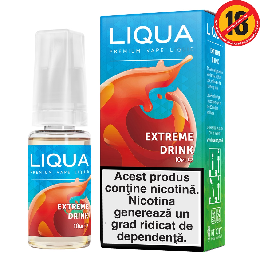 Lichid pentru Tigara Electronica Liqua Elements, 10ml, Extreme Drink, 18 mg/ml.