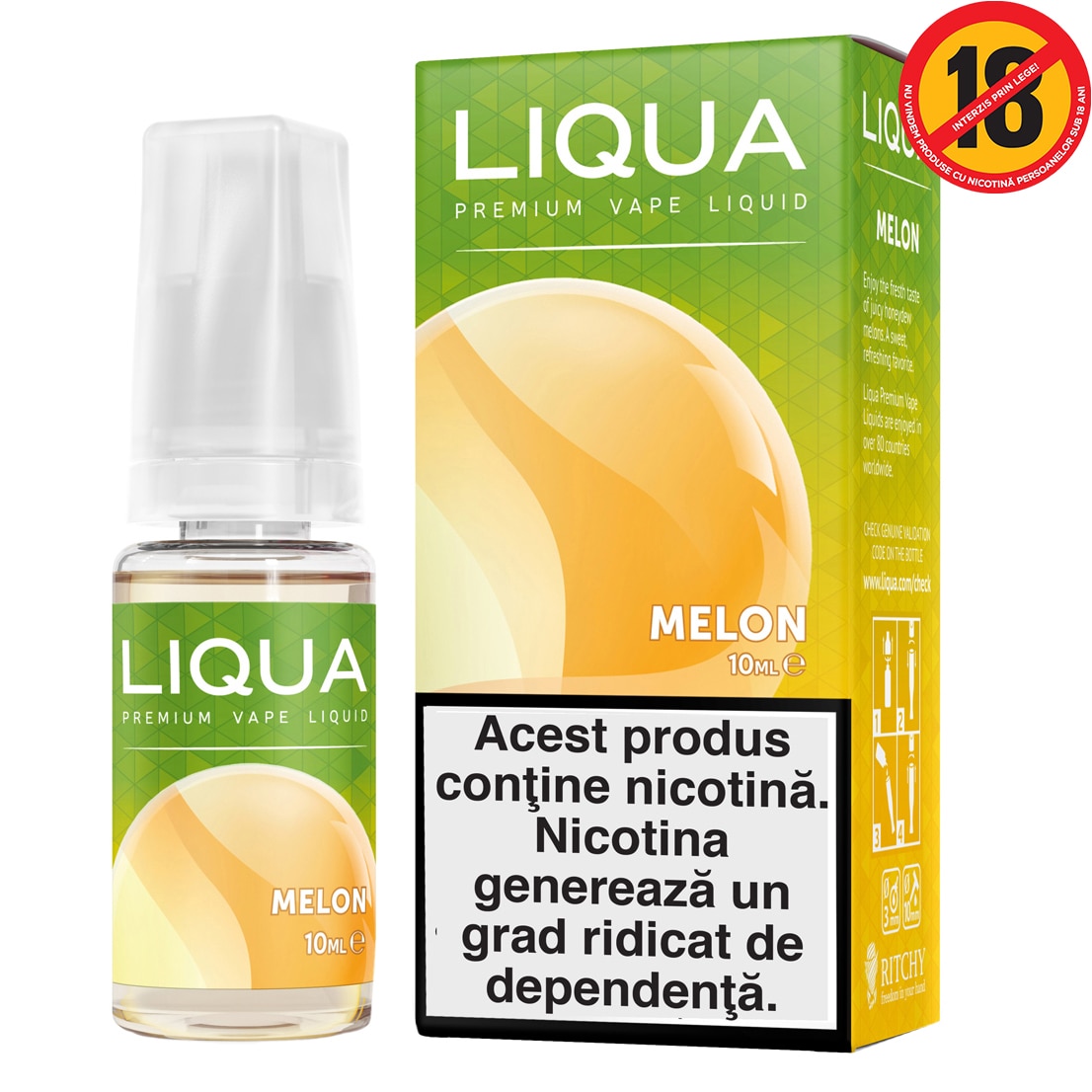 Lichid pentru Tigara Electronica Liqua Elements, 10ml, Melon, 6 mg/ml.