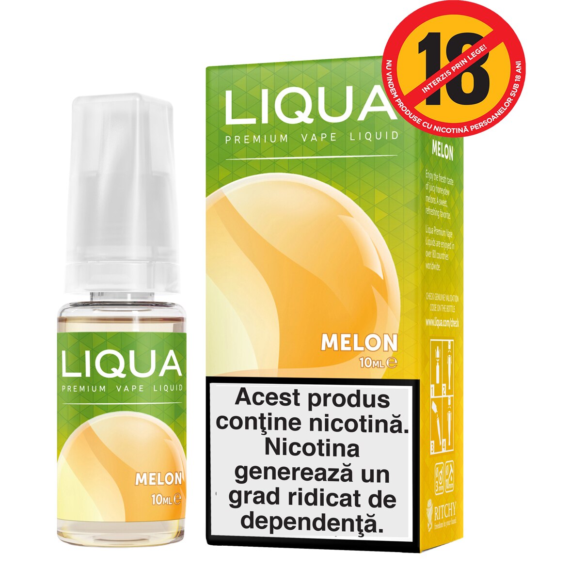 Lichid pentru Tigara Electronica Liqua Elements, 10ml, Melon, 18 mg/ml.