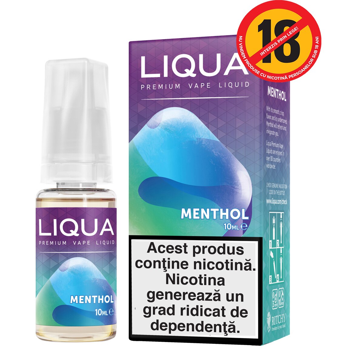 Lichid pentru Tigara Electronica Liqua Elements, 10ml, Menthol, 6 mg/ml.