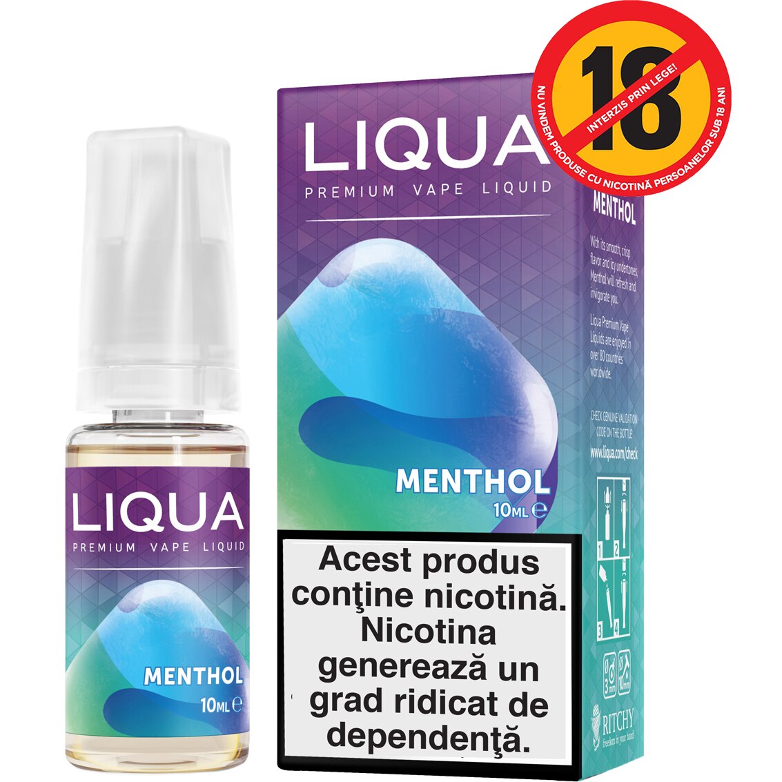 Lichid pentru Tigara Electronica Liqua Elements, 10ml, Menthol, 12 mg/ml.