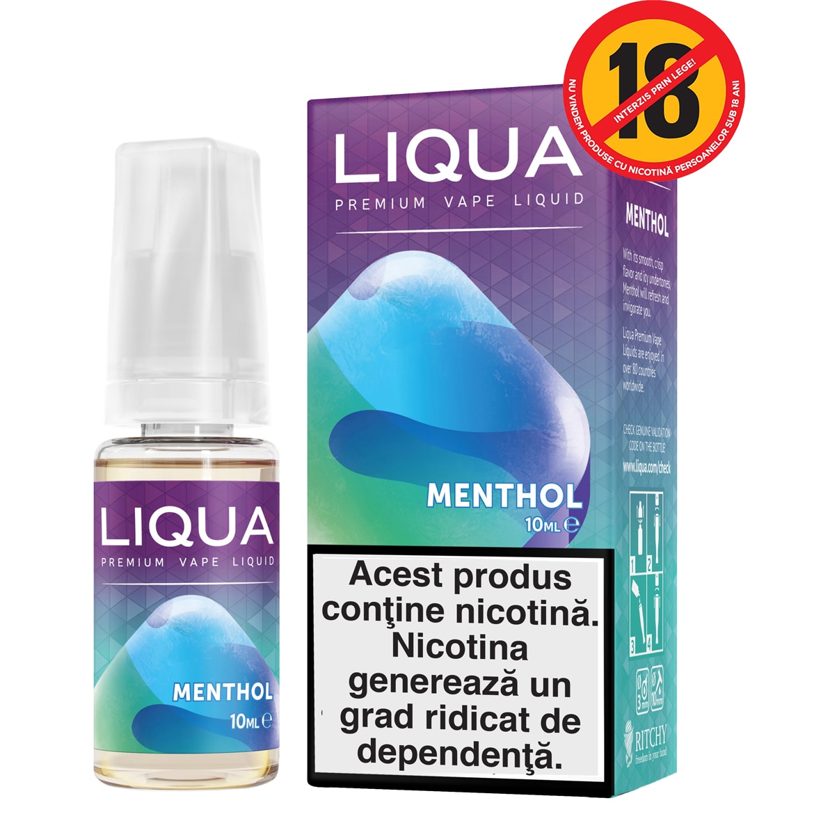 Lichid pentru Tigara Electronica Liqua Elements, 10ml, Menthol, 18 mg/ml.