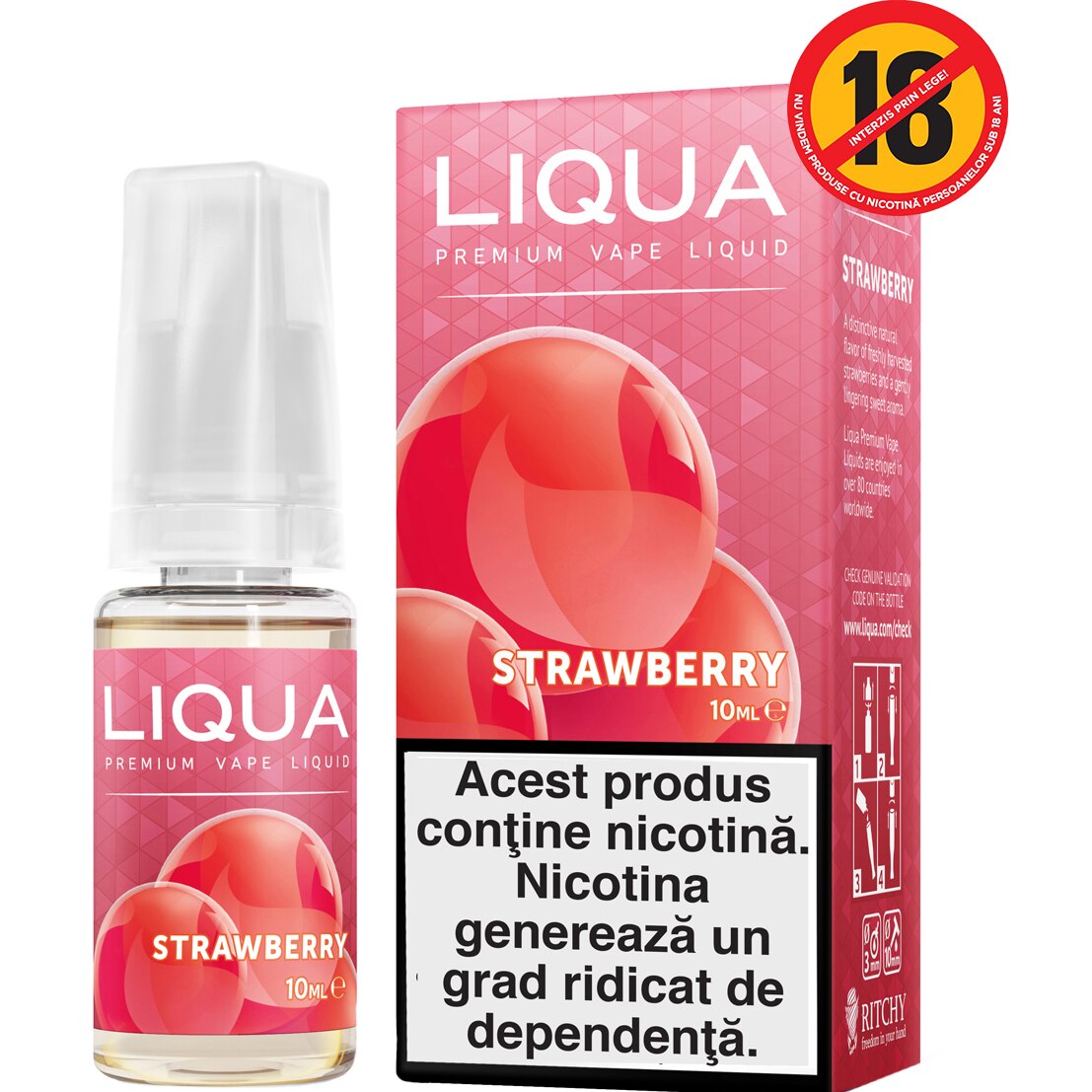 Lichid pentru Tigara Electronica Liqua Elements, 10ml, Strawberry, 18 mg/ml.