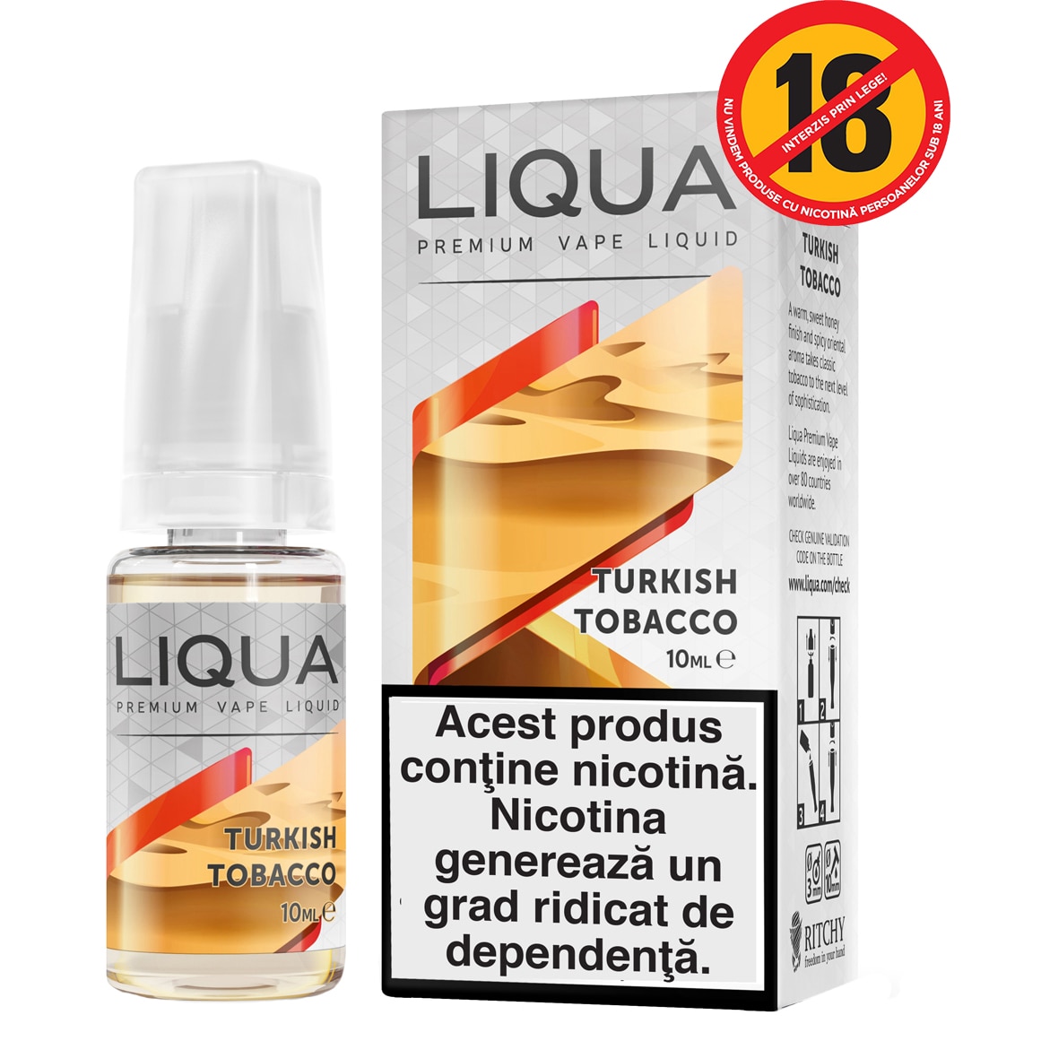 Lichid pentru Tigara Electronica Liqua Elements, 10ml, Turkish Tobacco, 18 mg/ml.