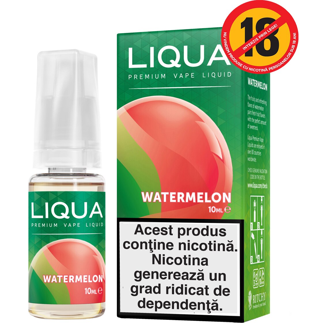 Lichid pentru Tigara Electronica Liqua Elements, 10ml, Watermelon, 6 mg/ml.