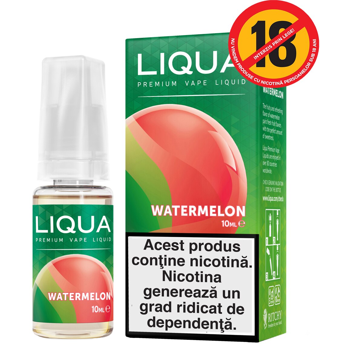 Lichid pentru Tigara Electronica Liqua Elements, 10ml, Watermelon, 12 mg/ml.