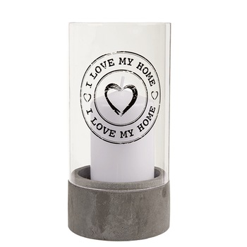 Lumanare decorativa cu suport din sticla - I love my home, 8 x 16 cm, Radar 137203 Lumanare decorativa cu suport din sticla - I love my home, 8 x 16 cm, Radar 137203