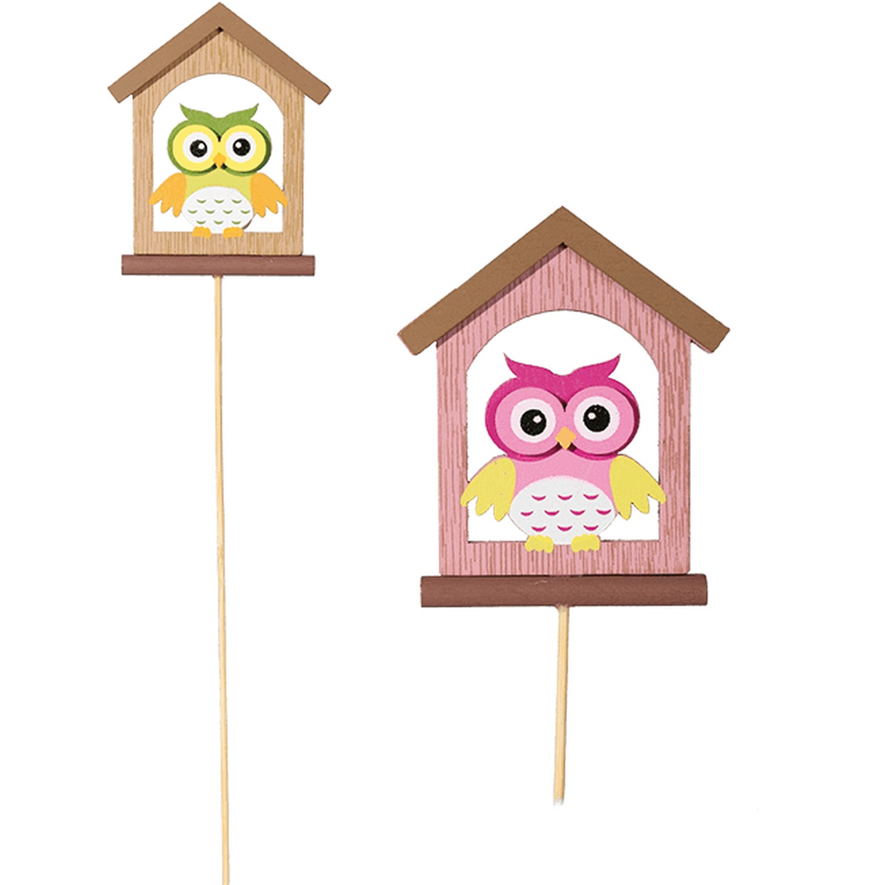 Set 3 figurine decorative bufnite cu casuta, 6,5 x 27 cm, Radar 137166