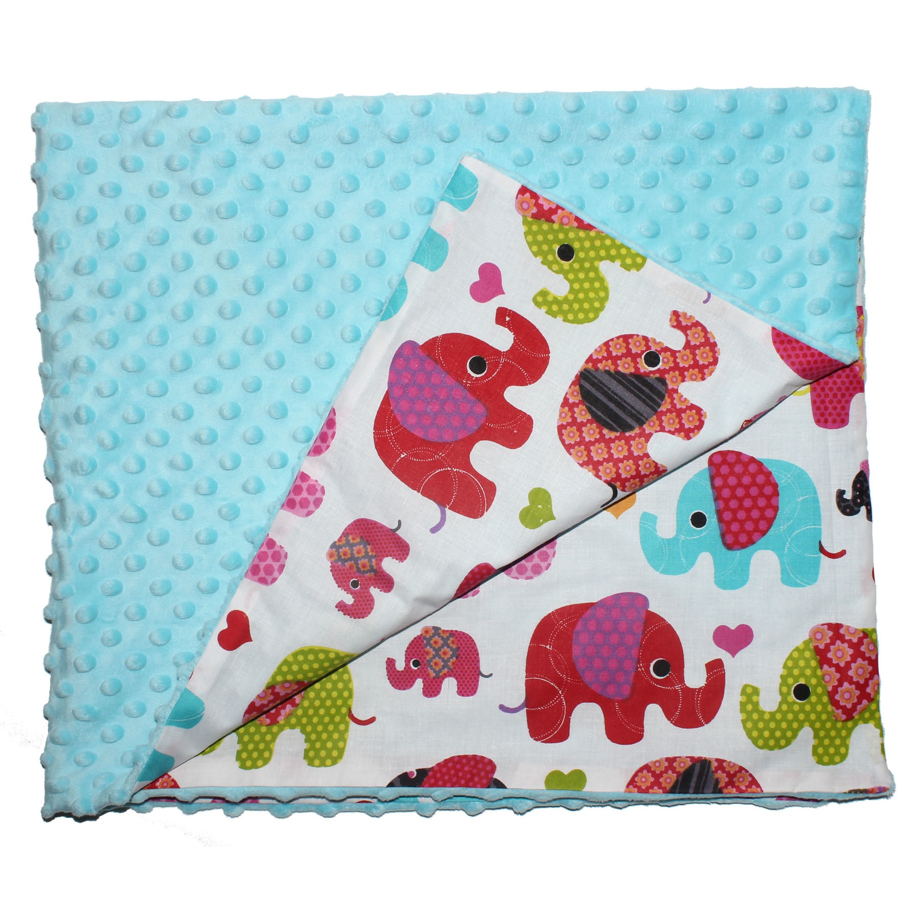 Paturica 2 fete, Minky cu elefant, 80 x 100 cm
