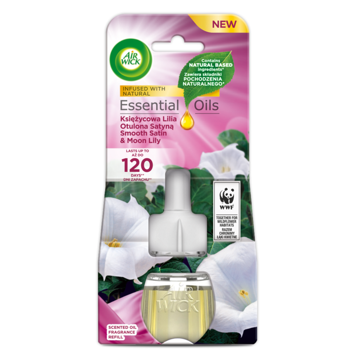Резервен за електрически освежител за стая, Air Wick, Smooth satin и Moon lily, 19 ml