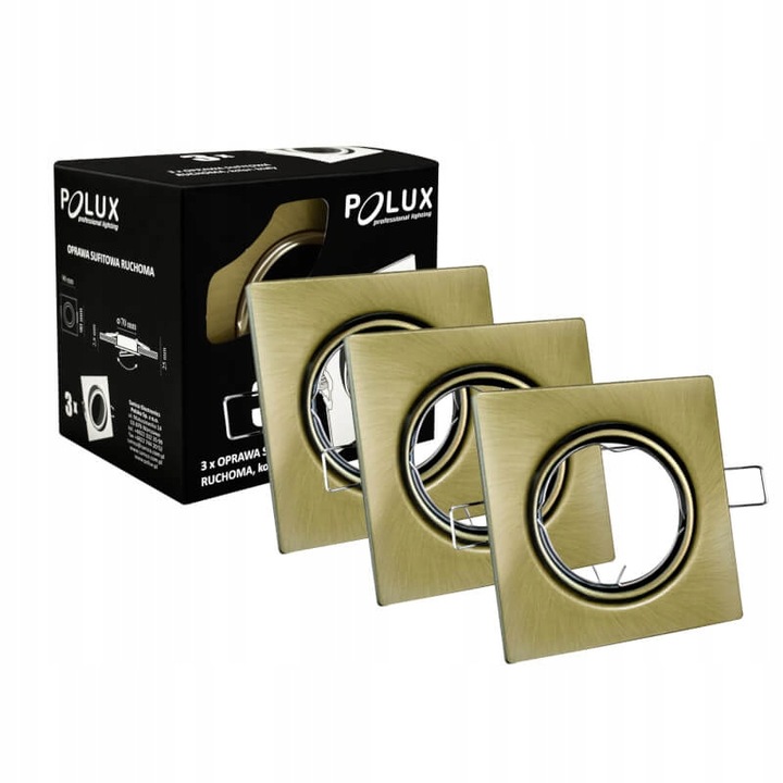 Лампи за таван, Polux, MR16 GU10, 3 броя, Златист