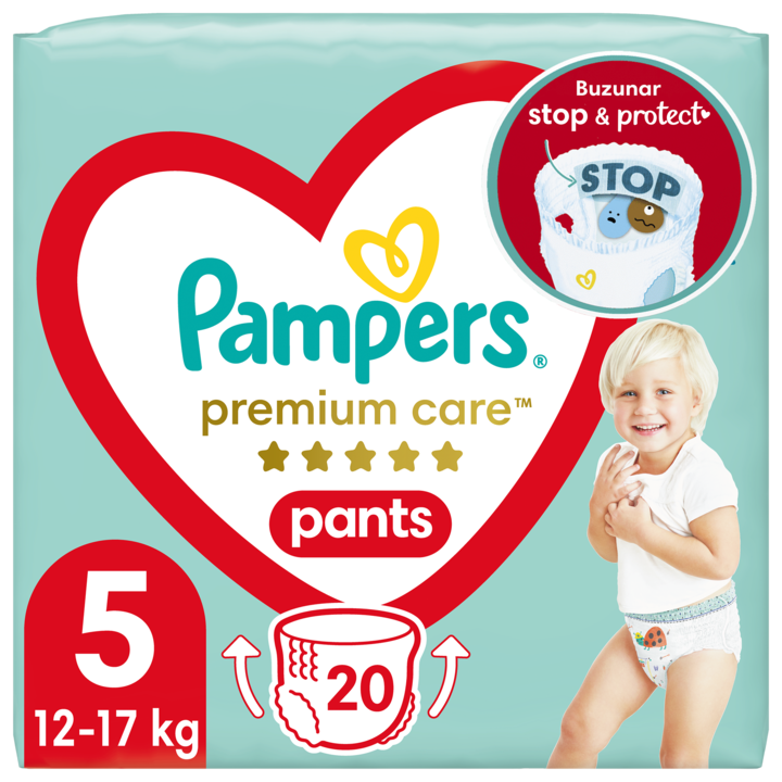 Scutece-chilotel Pampers Premium Care Pants Carry Pack Marimea 5, 12-17 kg, 20 buc