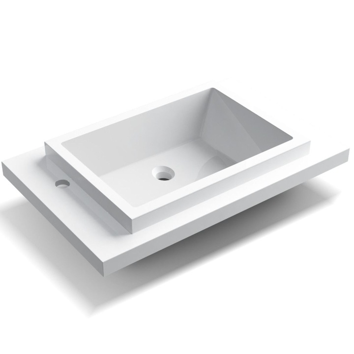 Lavoar Hera, compozit mineral, montaj incastrat, cu gaura de baterie pe partea stanga, 80x46 cm