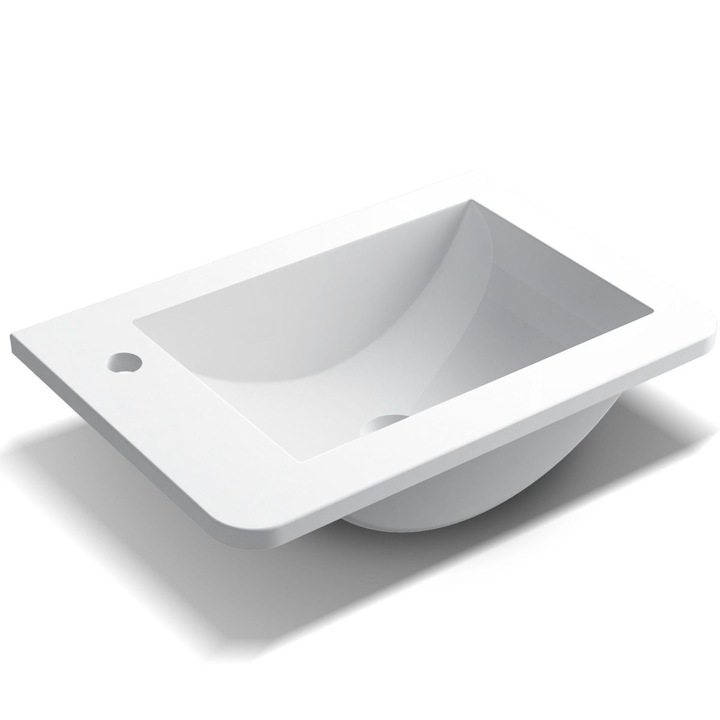 Lavoar Atlas, compozit mineral, montaj incastrat, cu gaura de baterie pe partea stanga, 60x39 cm