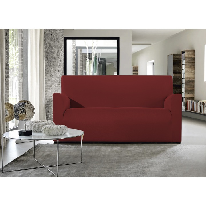 Husa canapea, Co.Ingros.Tex, Poliester, Model uni, Rosu bordo
