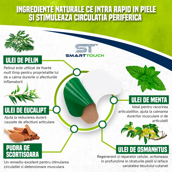 Plasturi cu Pelin Smart Touch pentru ameliorarea durerilor articulare, Reduce Inflamatia zonei Lombare