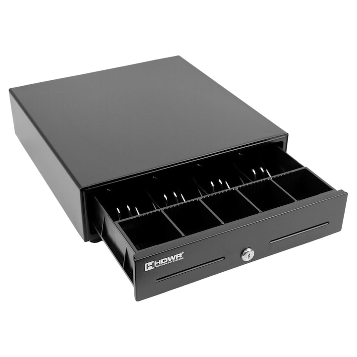 Sertar de numerar pentru case de marcat cu 4 si 5 compartimente, deschidere manuala si electronica, compartiment pentru monede detasabil, otel cilindric rezistent, robust, blocabil, compartiment pentru monede detasabil, 33 x 34,8 x 9 cm, HDWR HD-KER33