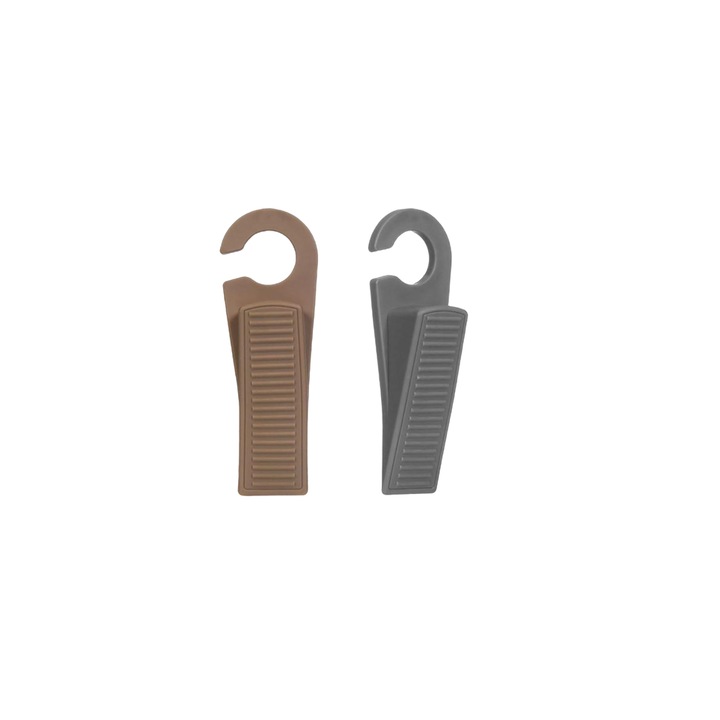 Set de 2 opritoare de usa, 13x3 cm, Maro-Gri, JMB-BBL7303