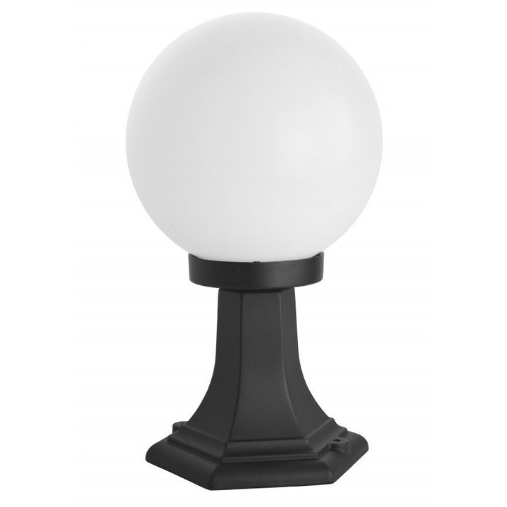 Градинска лампа Ball E27, Su-Ma, Пластмаса/Акрилно стъкло, 36 см, Черно/Бяло