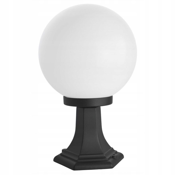 Градинска лампа Ball E27, Su-Ma, Пластмаса/Акрилно стъкло, 41 см, Черно/Бяло