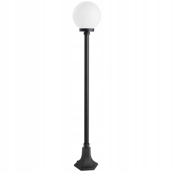 Градинска лампа Ball E27, Su-Ma, Пластмаса/Акрилно стъкло, 148 см, Черно/Бяло