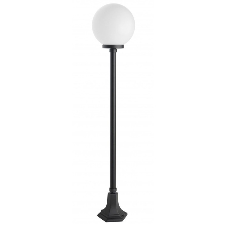 Градинска лампа Ball E27, Su-Ma, Пластмаса/Акрилно стъкло, 153 см, Черно/Бяло