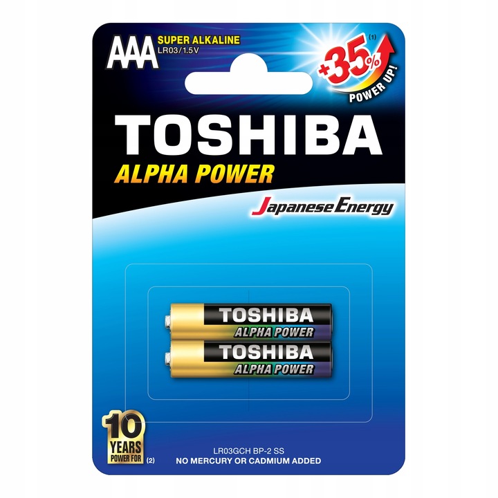 2 darabos készlet, Toshiba elem, alkáli, AAA, LR03, 1,5V