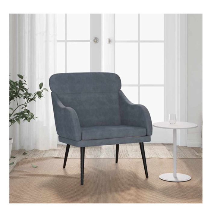 vidaXL sötétszürke bársonyfotel 63 x 76 x 80 cm 351437