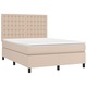 vidaXL cappuccino színű műbőr rugós ágy matraccal és LED-del 140x190cm 3135944