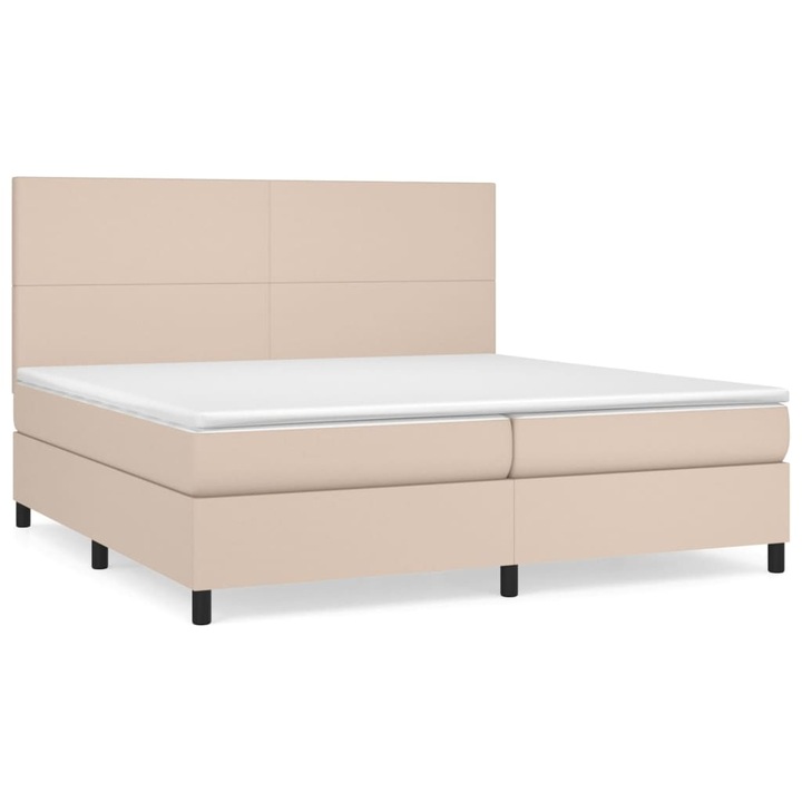 vidaXL cappuccino színű műbőr rugós ágy matraccal 200 x 200 cm, 58.03 kg