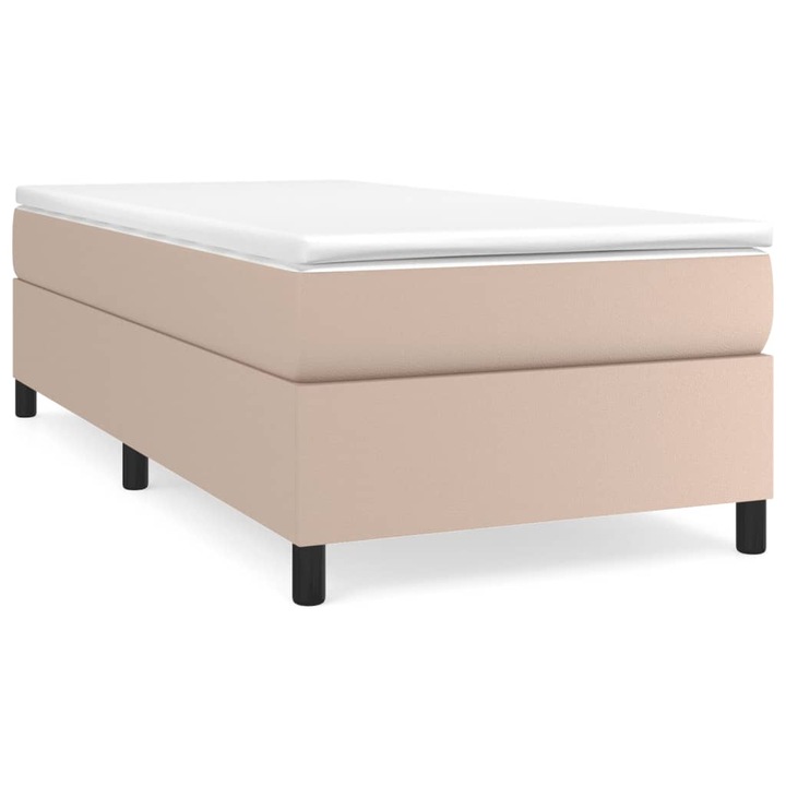 Cadru de pat vidaXL, cappuccino, 90x190 cm, piele ecologica, 22.05 kg 3121022