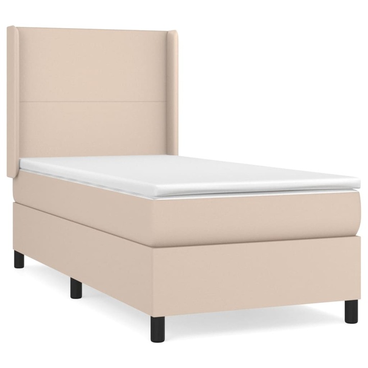 vidaXL cappuccino színű műbőr rugós ágy matraccal 90 x 190 cm 50.24 kg 3132356