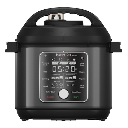 Multicooker Instant Pot Pro Plus 6, 1200W, 10 programe presetate, Capacitate 6.0 litri, Capac detasabil, Functie manuala, Inox/Negru