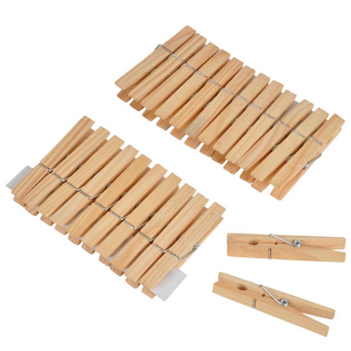 Set 24 carlige de rufe din lemn natural, maro