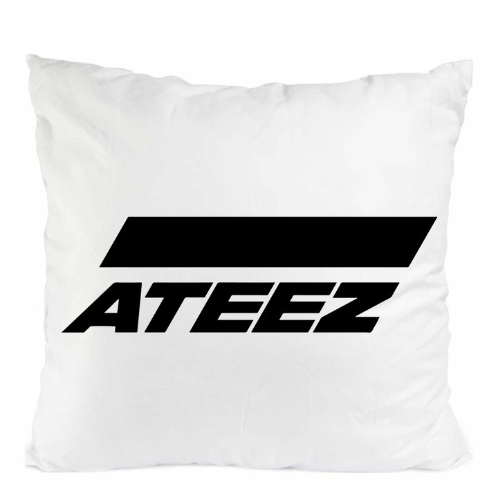 Perna personalizata kpop ateez logo, Poliester, Alb, 40 x 40 cm