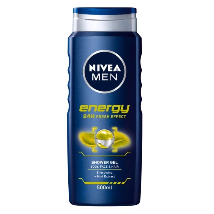 Комплект енергиен душ гел Nivea Men, с екстракт от мента, 2 части x 500 ml