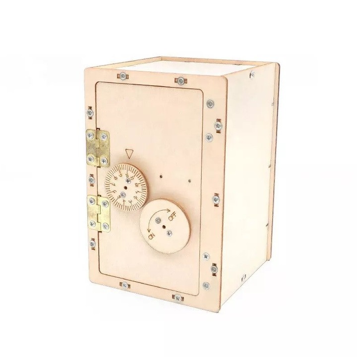 Jucarie Educationala Tetea, Kit lemn STEM, seif mecanic