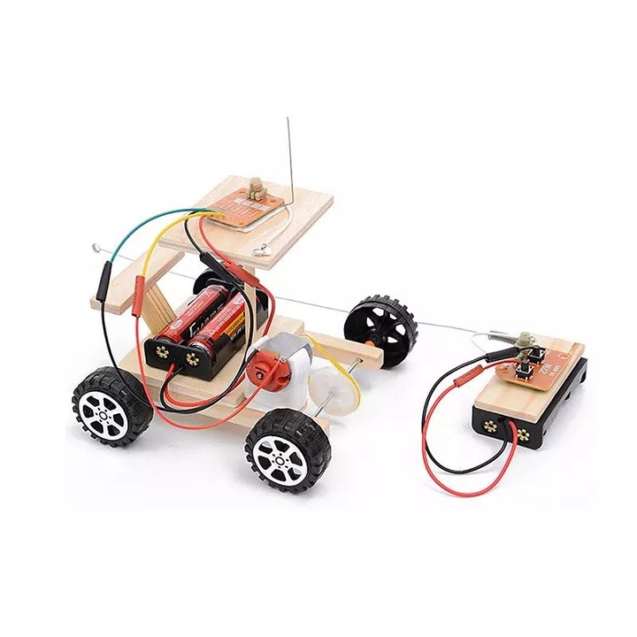 Jucarie Educationala Tetea, Kit lemn STEM, masinuta wireless Model.2