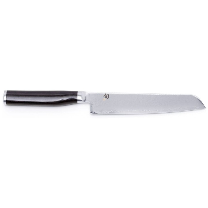 Cutit Santoku, KAI, Inox, 18 cm, Tim Malzer Minamo, Gri/Negru