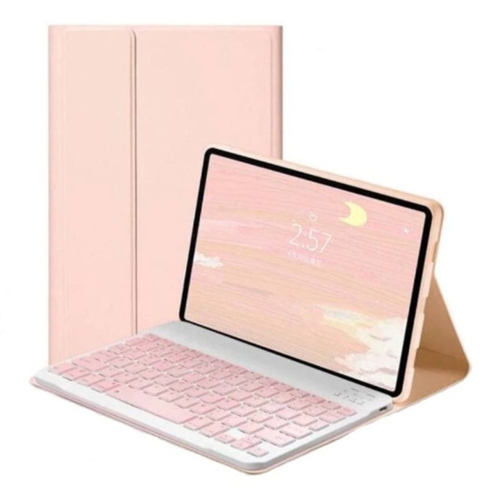 Husa cu tastatura Wireless, Bluetooth, Sigloo, compatibila cu tableta Xiaomi Mi Pad 5, Mi Pad 5 Pro, Brown