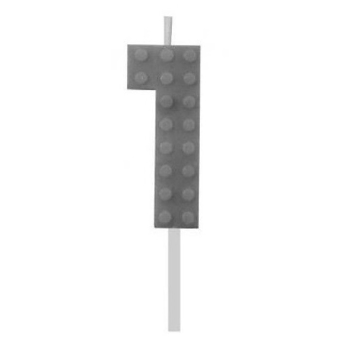 Building Blocks торта свещ номер свещ сива 1